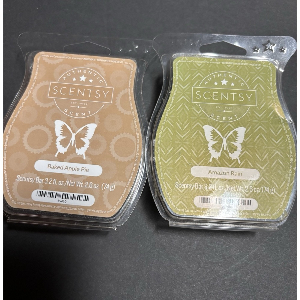 3 SCENTSY Wax Bar Melts - Cherry Vanilla, Amazon‎ Rain, Baked Apple Pie